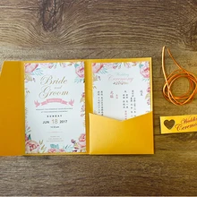 Золотое обручальное Приглашения конверт с изготовленным на заказ формулировка Пригласительные открытки, Золотой Пригласительные открытки в конверте-печать под заказ, 50 шт в наборе, шт