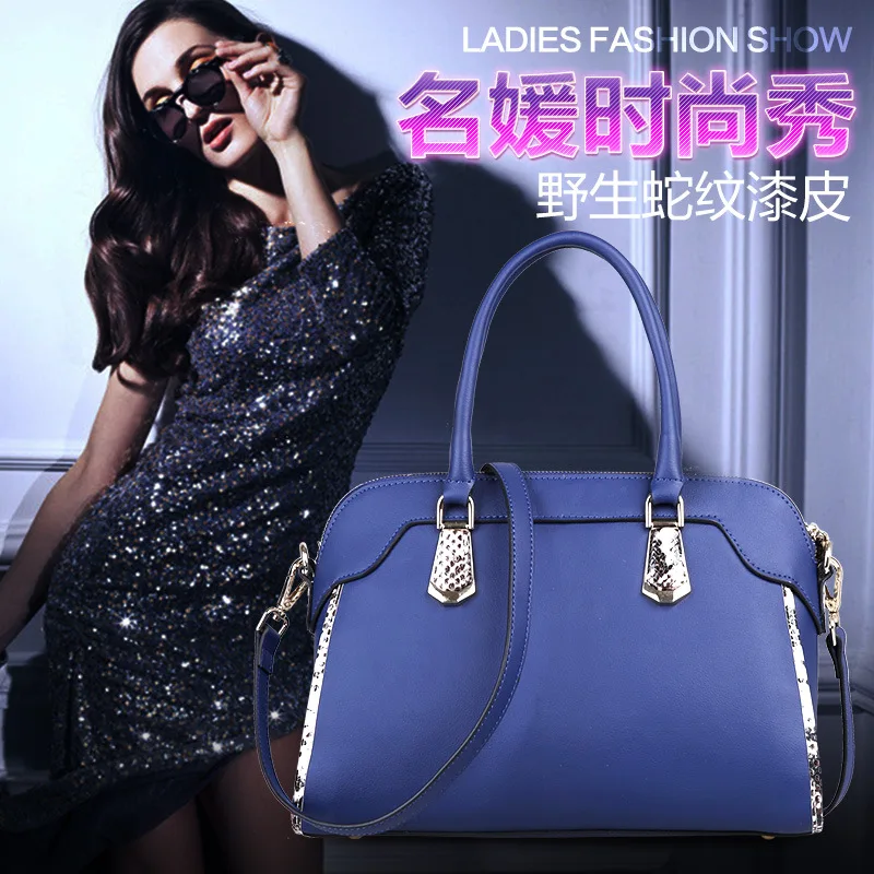 

2015 New Arrival Fashion Women's Handbags Elegant Genuine Leather Serpentine Pattern Patchwork Female Bags