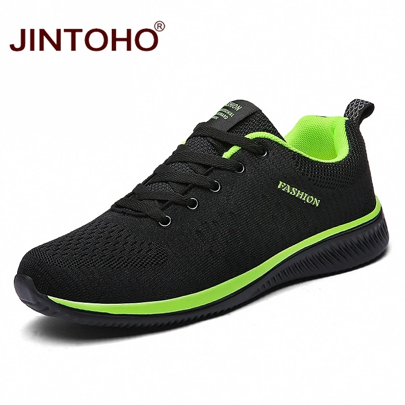 black green JINTOHO унисекс дышащая мужская обувь для бега уличные мужские кроссовки дешевая мужская спортивная обувь мужские черные спортивные кроссовки - Цвет: black green