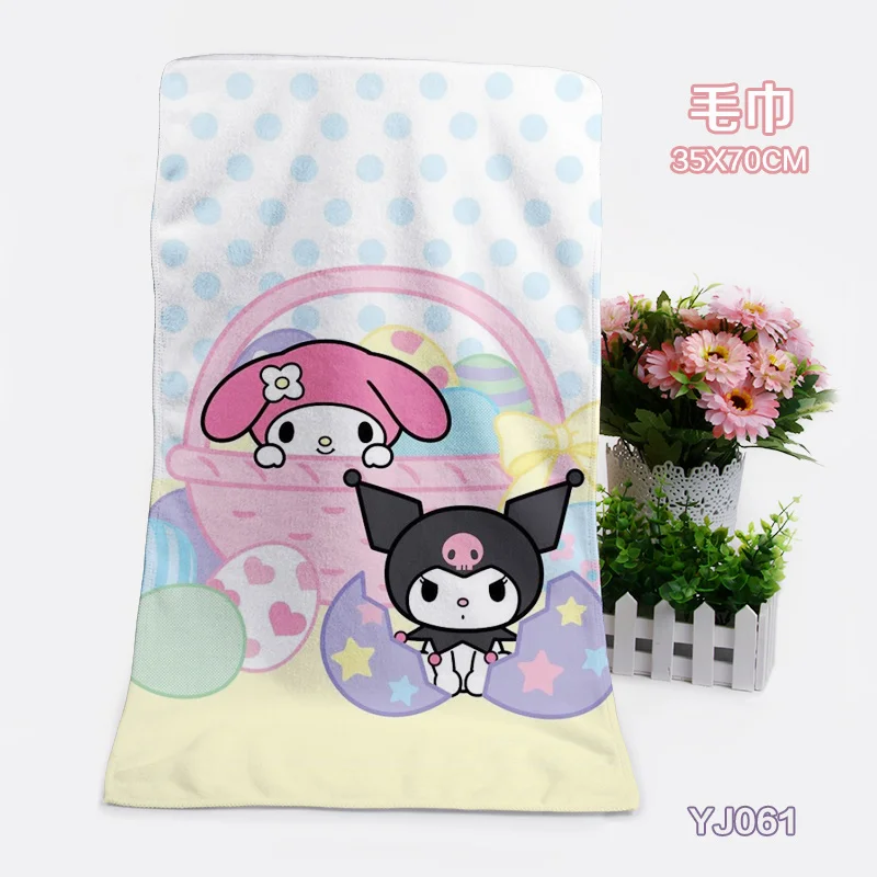 IVYYE 1PCS Black Kuromi Fashion Customized Anime Bath Towels Handkerchief Soft Face Towel Cartoon Washcloth Unisex NEW
