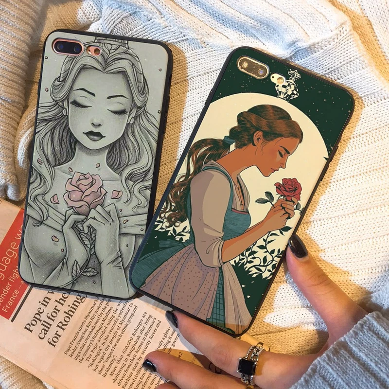 Чехол для iphone XS 7 6 X XR MAX case Beauty Beast Rose Princess Art coque чехол телефона iPhone 8 6S Plus 5S SE |