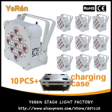 10 ШТ.) с Flighcase Беспроводной с Питанием От Батареи LED Par Света RGBWA+ УФ 6in1 DJ Мыть Свет DJ Освещение сцены