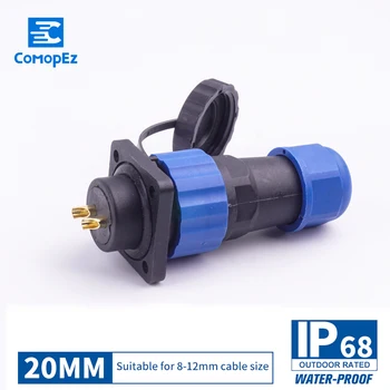 

SP20 Type IP68 Cable Connectors Waterproof Connector Plug & Socket Male Female 2/3/4/5/7/9/10/12/14 Pin SD20 20mm Square