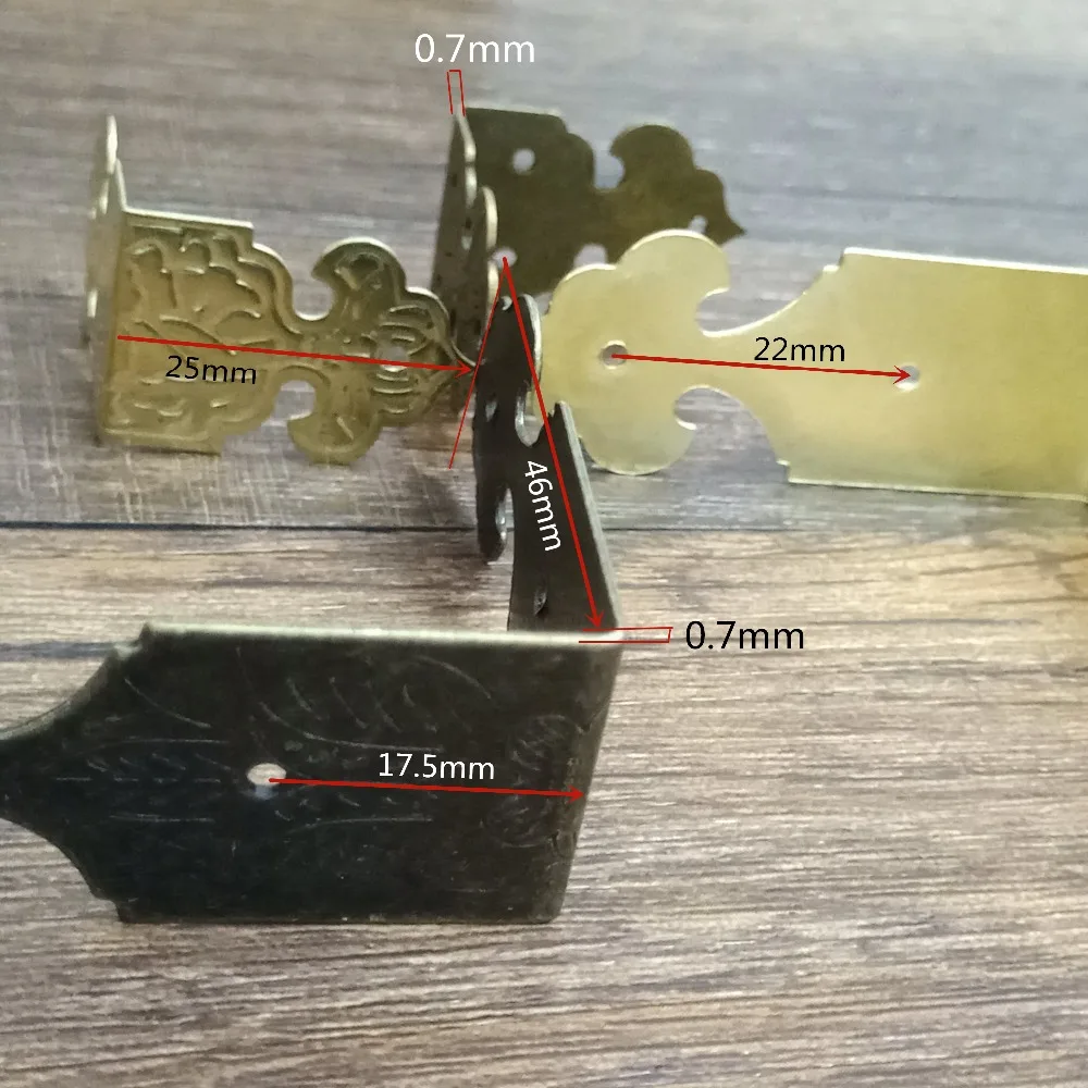 12 шт./лот 46x19 мм/25x17 мм железная Античная бронзовая декоративная шкатулка
