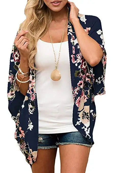 

Olevo Kimono Long Chiffon Cardigan Floral Print Summer Blouse Women Beach Sunscreen Cardigan Kimono Blusas Mujer De Moda Shawl