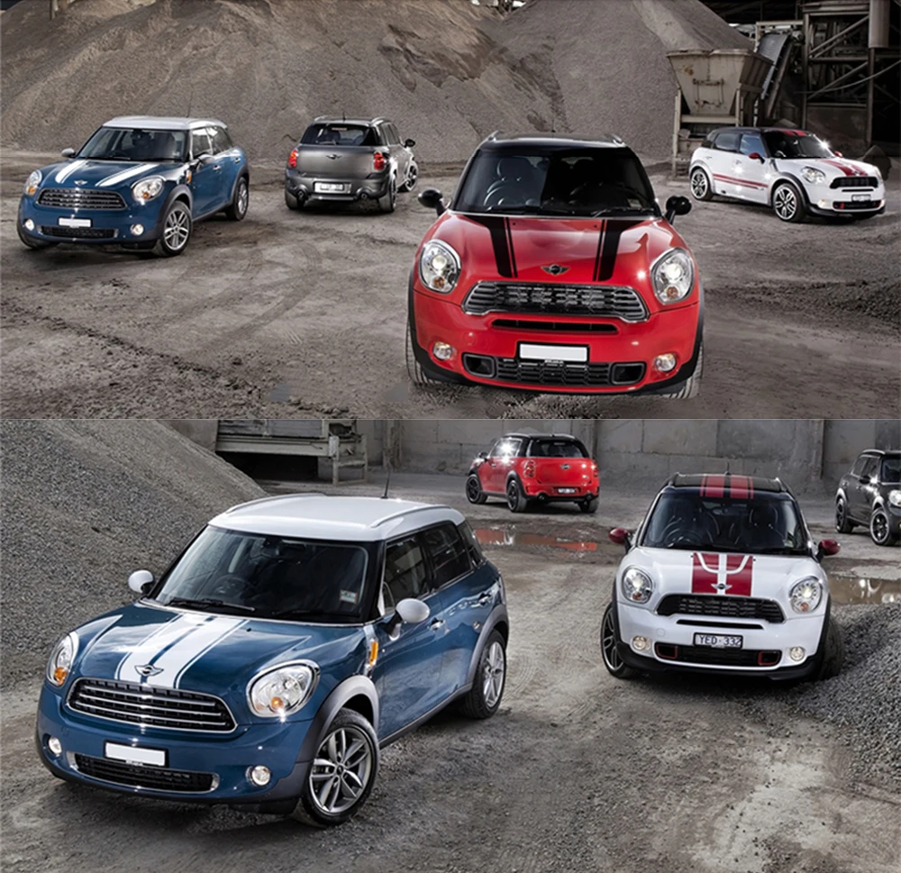 Наклейка на капот автомобиля головы полосатые наклейки для MINI Cooper S One JCW R55 R56 R57 R60 R61 F54 F55 F56 F57 F60 Countryman автомобильные аксессуары