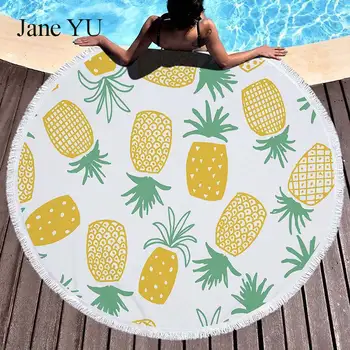 

JaneYU pineapple tassel tapestry around the beach towel shade mat yoga mat 150cm qualitiy