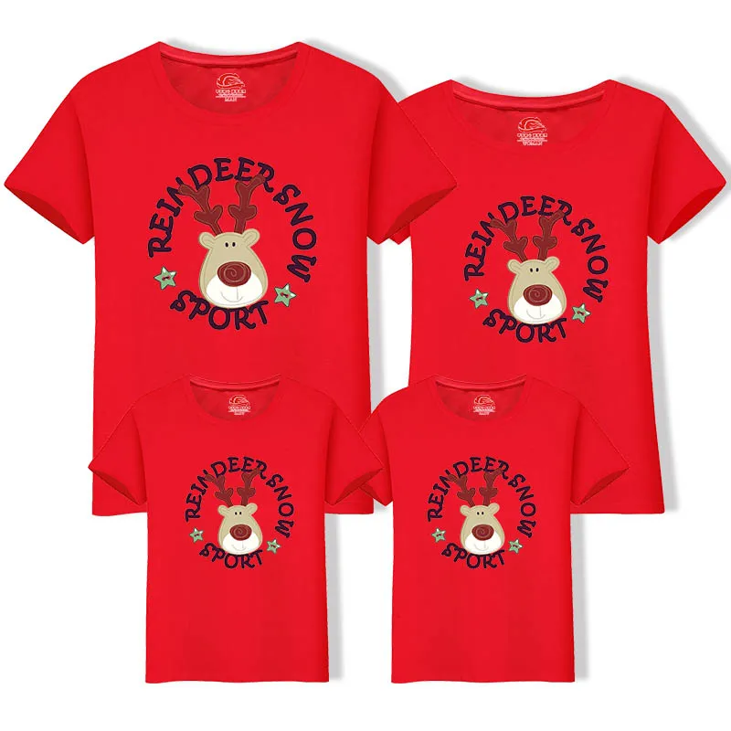 

Christmas Family Matching Clothes Father Daughter T-shirt Short Sleeve Family Look Deer T-shirt Mother Son Outfits Clothing