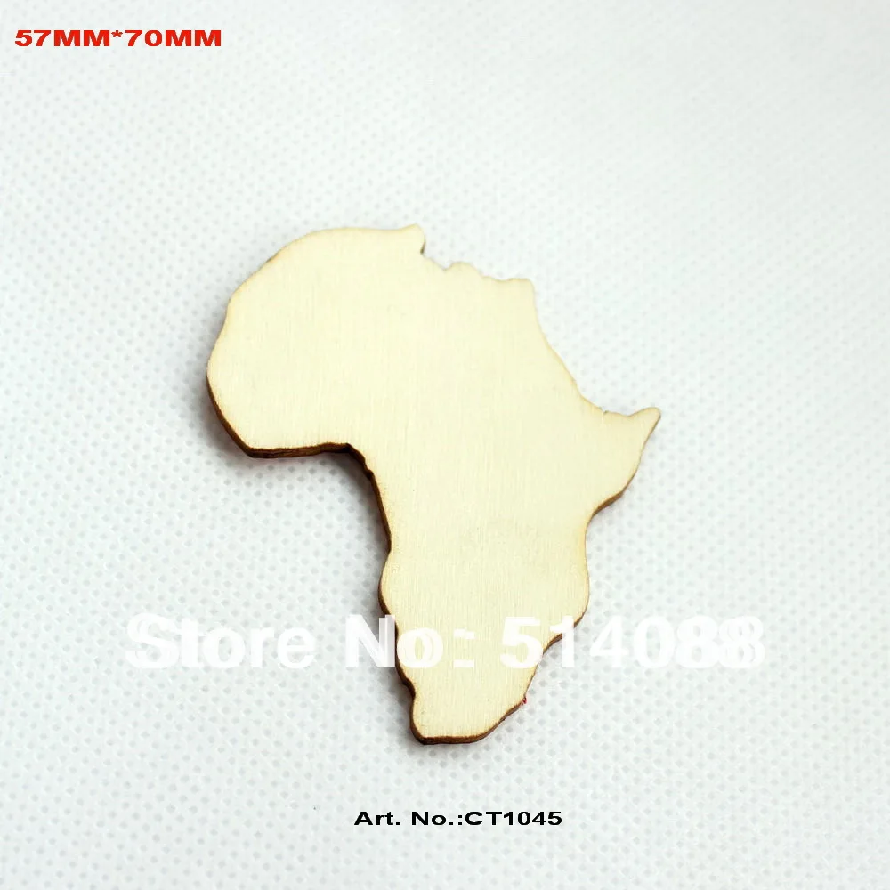 

(14pcs/lot) 57mm x 70mm Blank wood crafts wooden home decorations card gift Africa map-CT1045