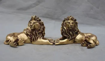 

christmas china chinese fengshui brass Africa animal foo dog lion beast lucky statue pair halloween