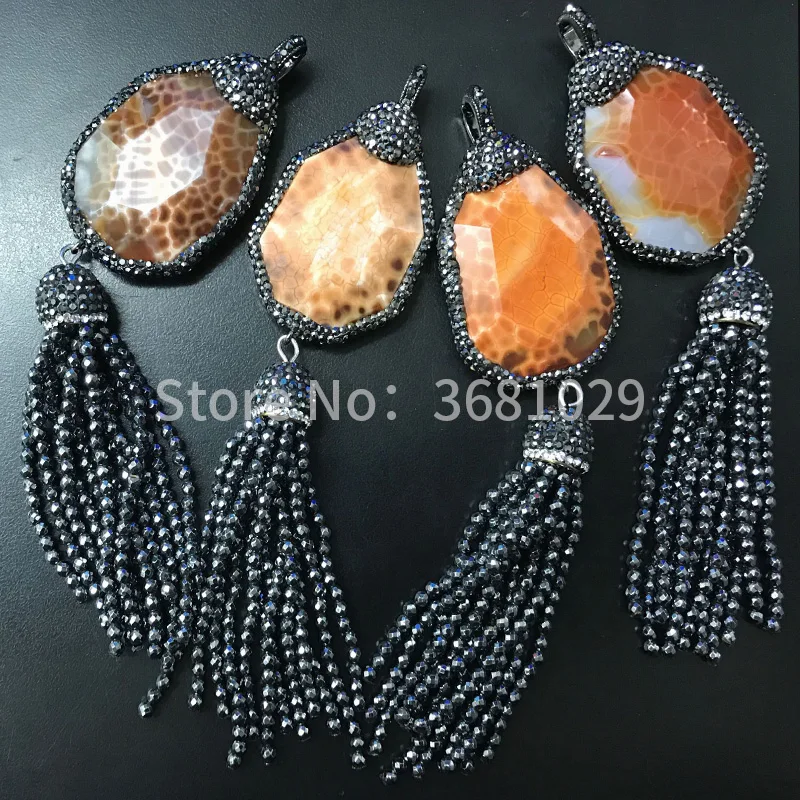 

High quality yellow orange tassel long condole pendant wear the ultra - show retro elegant temperament