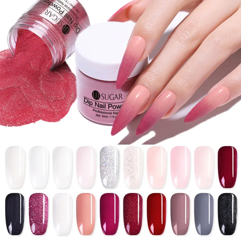 

UR SUGAR Nail Art Dipping Nail Powder System Kit Gradient French Nail Natural Dry Holographic Glitter Effect No Lamp Polish Gel
