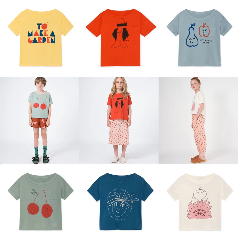 

Girls T Shirt New Bobo Choses 2019 Summer Cherry Print T-Shirts Boys kids T Shirt Short Sleeve Tees Tops For 1-10 Years Children