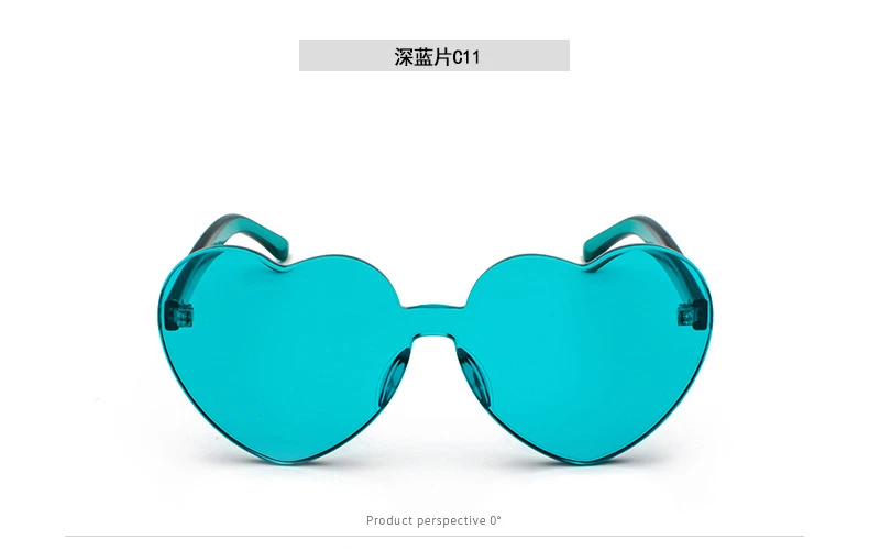 Женские солнцезащитные очки в форме сердца без оправы, цветные солнцезащитные очки с прозрачными линзами красного, розового и желтого цветов