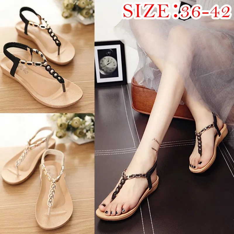 Puimentiua Women Sandals 2019 Flats Sandals Women Summer Women Shoes Bohemia Style Flip Flops Beach Shoes Women's Beach Slipper