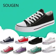 Canvas Shoes Red New Fashion Student Low Help Casual Women’s Shoes Flat Tie Lace Classic Slipony White Shoes Woman Zapatos Mujer