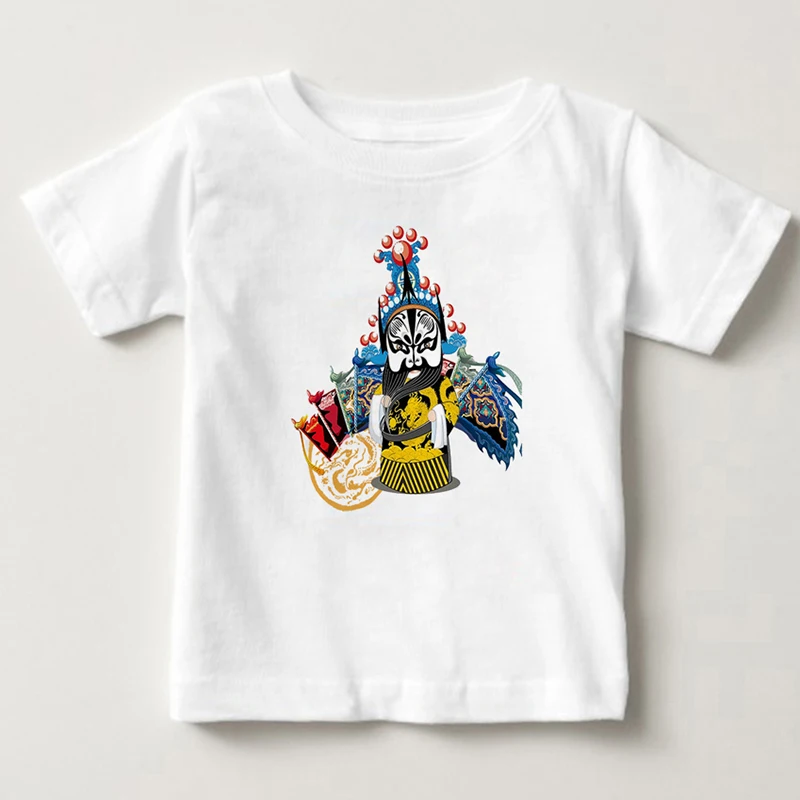 2018 Summer Boys girls short sleeves Beijing Peking opera character face changing Chinese style T-shirts.