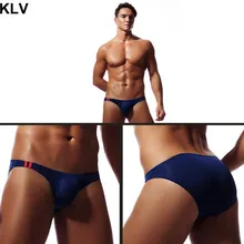 Мужские сексуальные стринги с низкой посадкой с Т-образной спинкой из ледяного шелка, ультра-тонкое нижнее белье, выпуклые u-образные трусы с кармашком, двухцветные одноцветные трусы в полоску