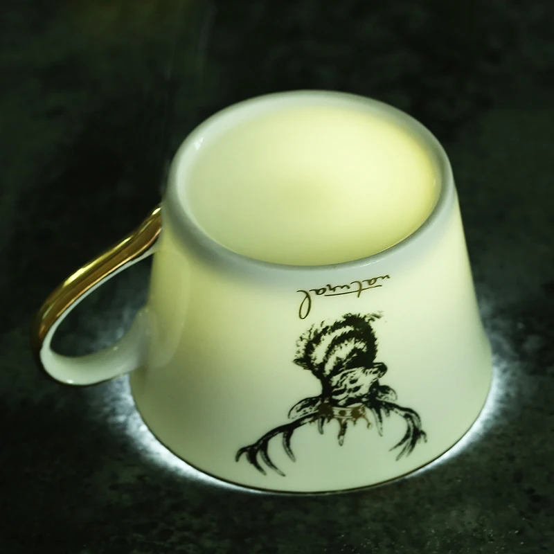 200 мл роскошный стиль лося керамический костяной фарфор кофейная чайная чашка блюдце с золотой линией