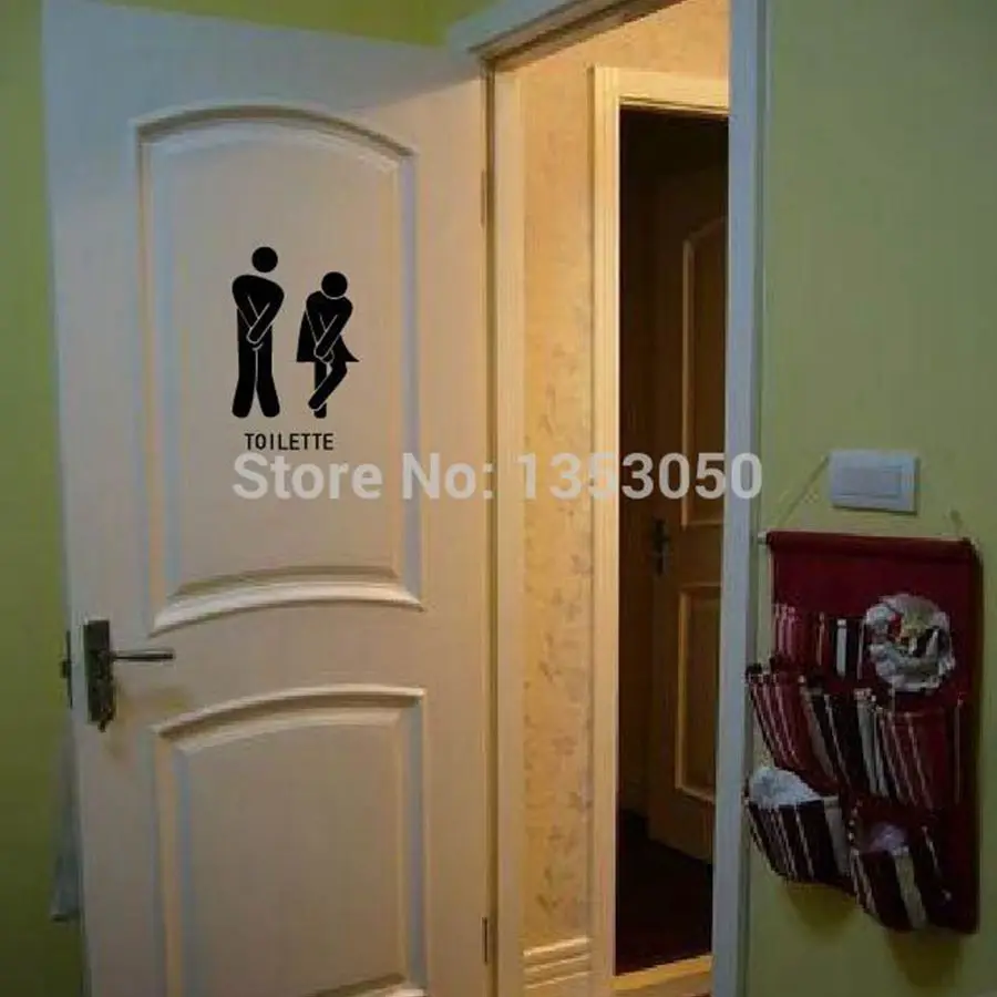 French Version Funny Toilet Entrance Sign Vinyl Wall Sticker Decals Salle de bains Toilettes Letter Decals France Home Decor Toilet Wall Stickers Toilet Stickers Vinyl Stickers