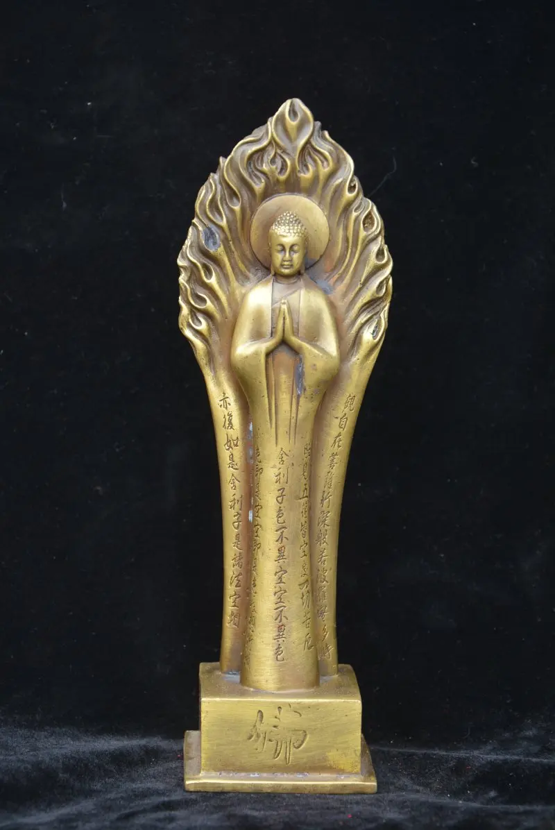 Old Qing Dynasty statue / sculpture-Copper Flame Buddha Carved ornaments Handmade crafts collection&amp adornment | Дом и сад