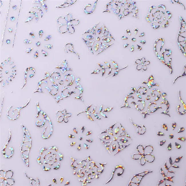 Pattern 10 1 лист голографическая Геометрическая 3D ногтей наклейки золотого и серебряного цвета; многоразмерные х металлических полос Маникюр наклейки; многоразмерные х/клей для накладных ногтей - Цвет: Pattern 10
