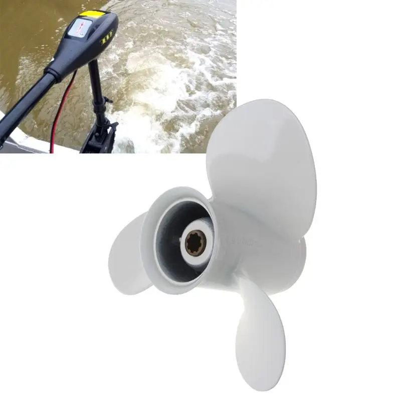 

Boat Outboard Propeller 9 1/4 x 10 Aluminum Alloy For Yamaha 9.9-15HP White 3 Blades 8 Spline Tooth New