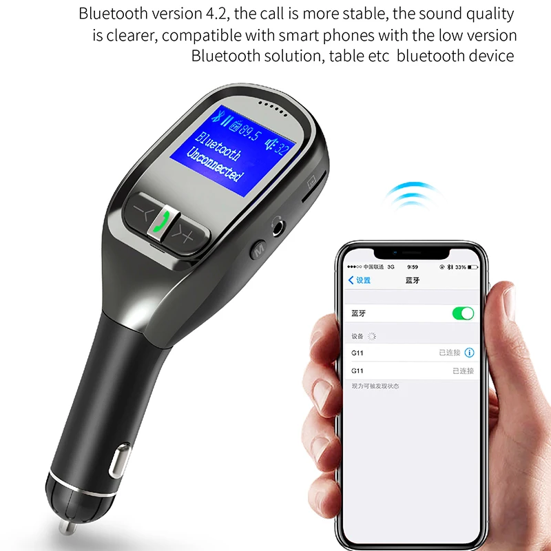 G11 автомобильный Bluetooth fm-передатчик Автомобильный MP3-плеер fm-модулятор Bluetooth громкой связи автомобильный комплект USB Автомобильное зарядное устройство