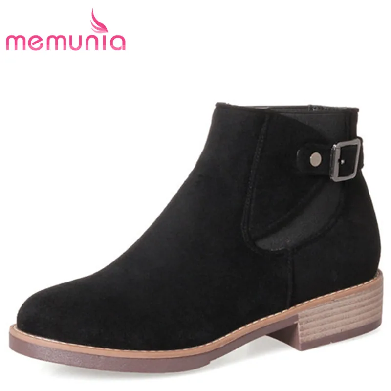 

MEMUNIA 2020 new elegant ankle boots for women autumn winter simple buckle boots comfortable short plush boots
