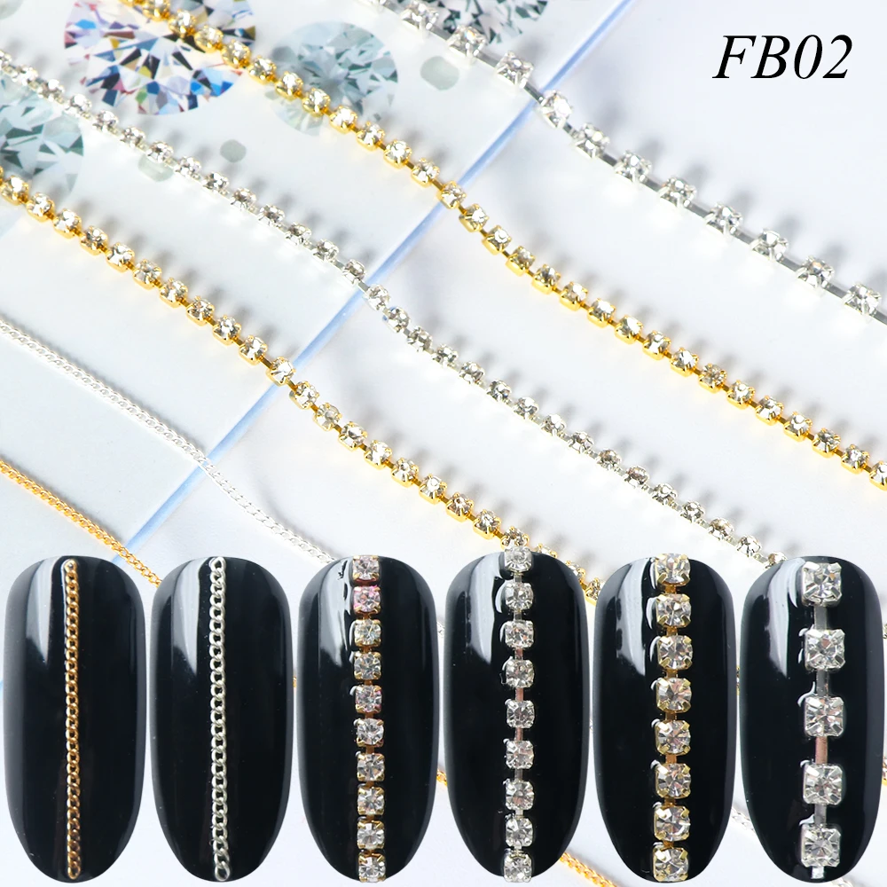 6pc Mixed Metal Chains Nail Art Decoration