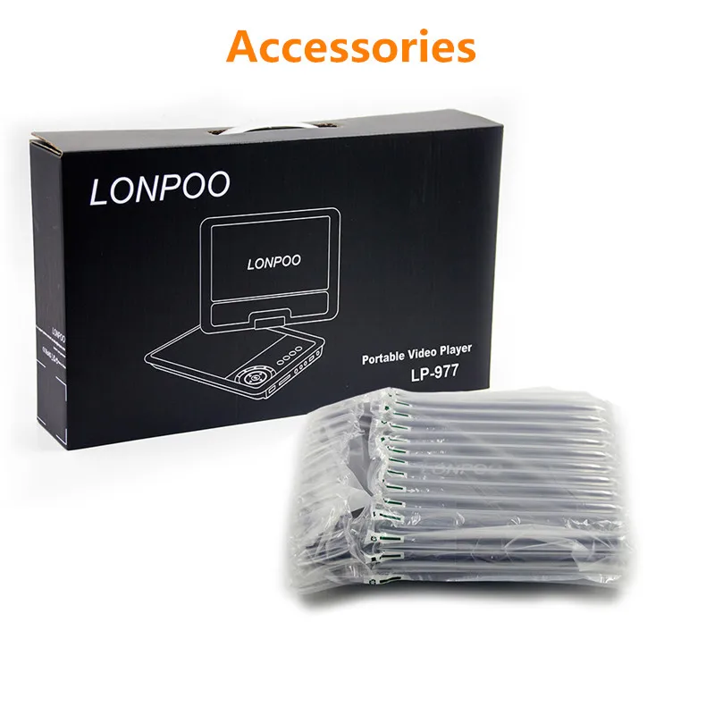 LONPOO nuevo 9 pulgadas reproductor de DVD portátil pantalla giratoria VCD CD MP3 reproductor de DVD tarjeta SD USB RCA Cable de TV juego cargador de coche reproductor de DVD - 5