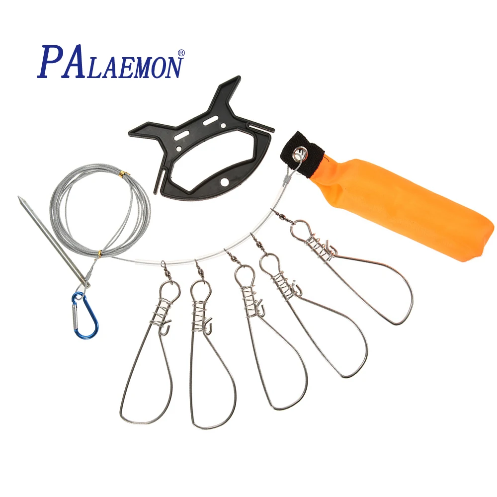 

PALAEMON Stainless Steel Fishing Lock Buckle 5 Locks Chain Stringer With Float Live Fish Lock Belt 5 Metres Fishing Accessories