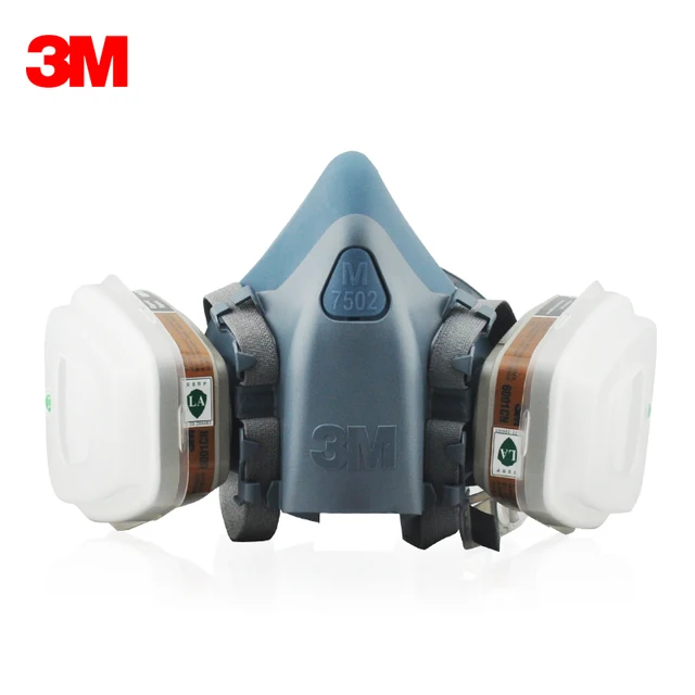 3M 7502+6001 Original Respirator Half Face Mask Painted Activated Carbon Organic Vapor Gas