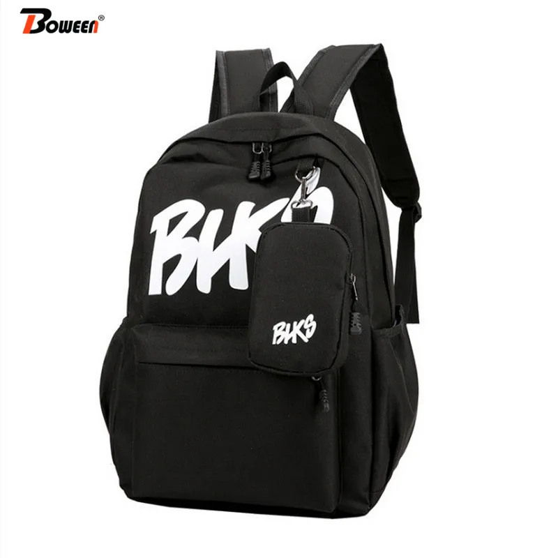 

2-piece set nylon backpack women preppy style student school bags back pack for girl teenager boys Harajuku Leisure bag pack