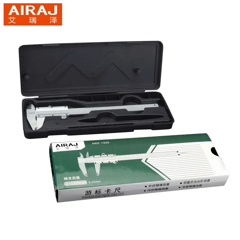 

AIRAJ 6-12inch/150-300mm Stainless Steel Vernier Caliper Industrial Precision Grade Micrometro Measuring Tools Gauge Ruler