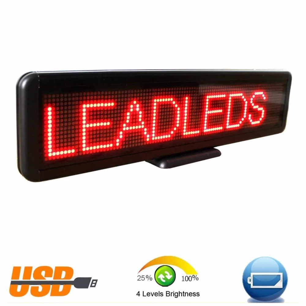 

16*96Pixels LED Scrolling Display Board Programmable Built-in battery Sign support any languages-Red advertising message