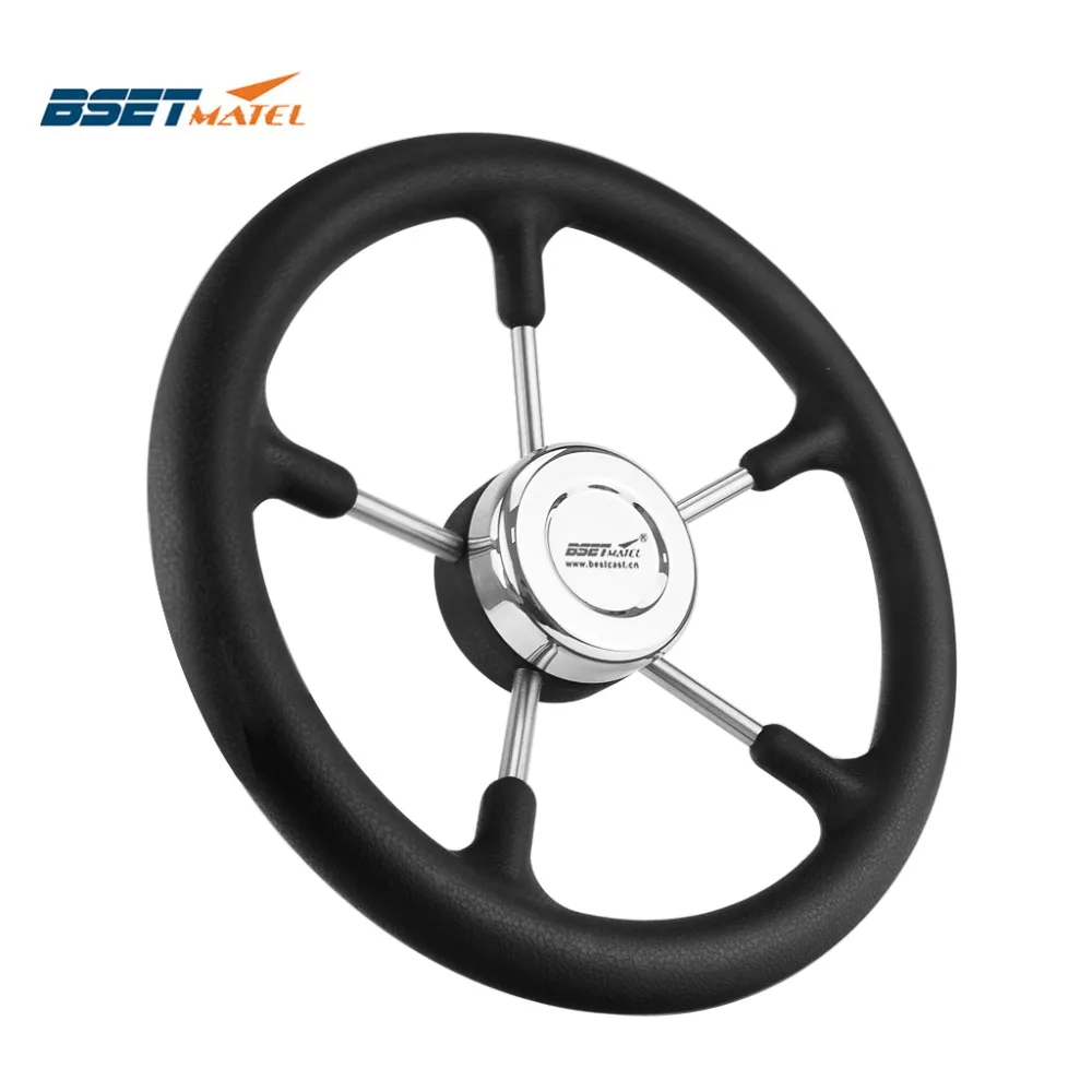 

Polyurethane Foam Black 320mm Steering Wheel Marine Grade 5 Spokes 15 Degree Fits 3/4" Shaft Boat Yacht Hardware Accessories