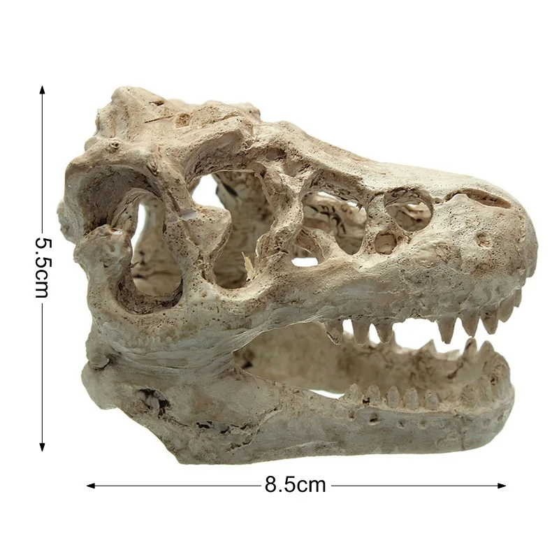 Aquarium Decoration Resin Artificial Ornament Aquarium Ornament For Fish Tank Aquarium Dinosaur Skull Aquatic Cave Hide Hut Climbing Reptile House