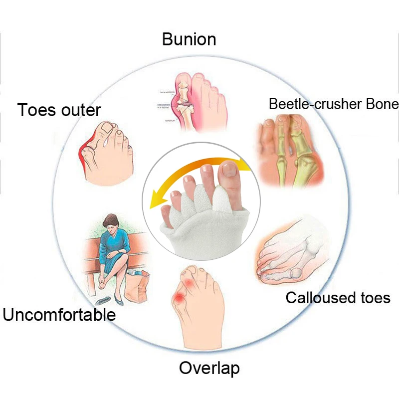 1 пара, забота о здоровье ног, пять носков для пальцев ног, разделители пальцев, педикюр, обезболивающие носки, массажер для пальцев, разделитель пальцев, уход за костями