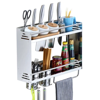 

Kitchen Rack Hanger 304 stainless steel non perforated seasoning knife rack kitchenware LU5153