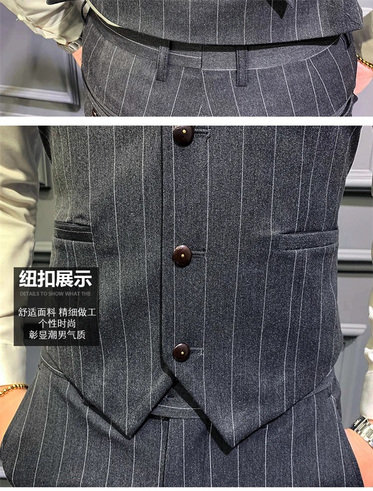 Fashion Suit Vest Men Striped Formal Dress Slim Fit Vest Sleeveless Jacket Male Business Wedding Waistcoat Plus Size 5XL