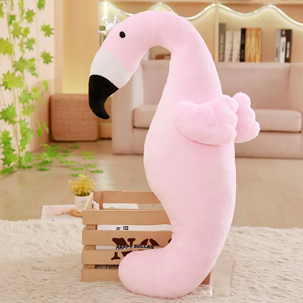 85/100cm Cute Sleeping Pillow Cartoon Plush Pillow Soft Pregnant Woman Pillow Animal Stuffed Back Support Cushion Flamingo Dolls