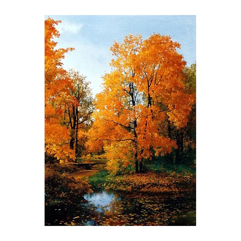 New Diy 5D Diamond Painting Autumn Full Round Diamond Mosaic Picture Diamond Embroidery Landscape Pattern Rhinestones