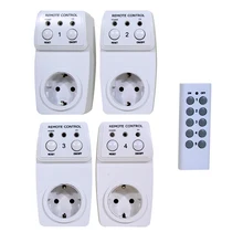 4 unids Toma de Control Remoto Inalámbrico, Enchufes Adaptadores Soporte Manual y Remoto, inalámbrico Zócalo de Pared Enchufe de LA UE