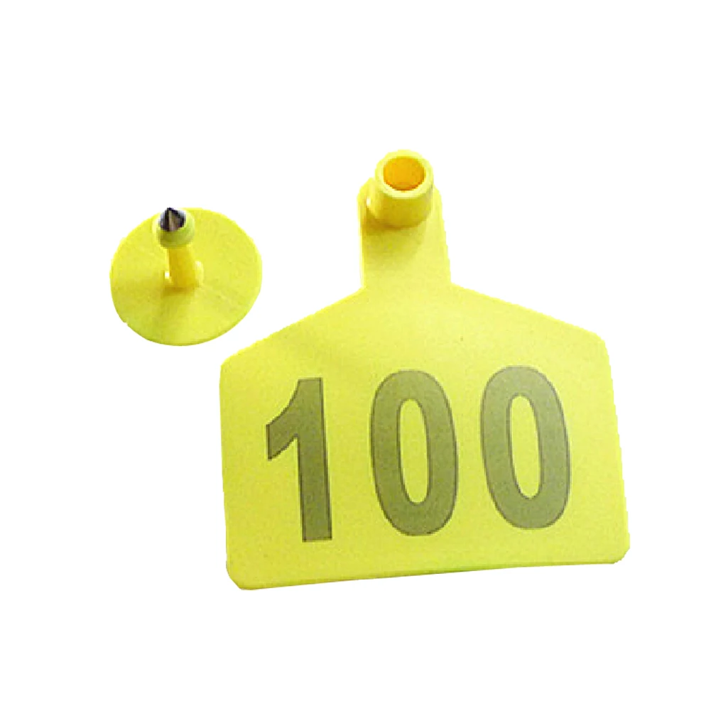 100 наборов знаки со словами уха лазерного набора коперхед серьги фермы животных идентификационная карта желтый зеленый бирка уха JY