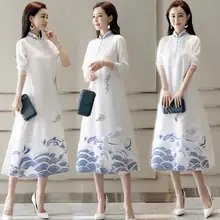 Shanghai Story, современное китайское традиционное платье Ципао из искусственного шелка, китайское восточное платье, женская одежда в стиле ретро, чонсам, длинное