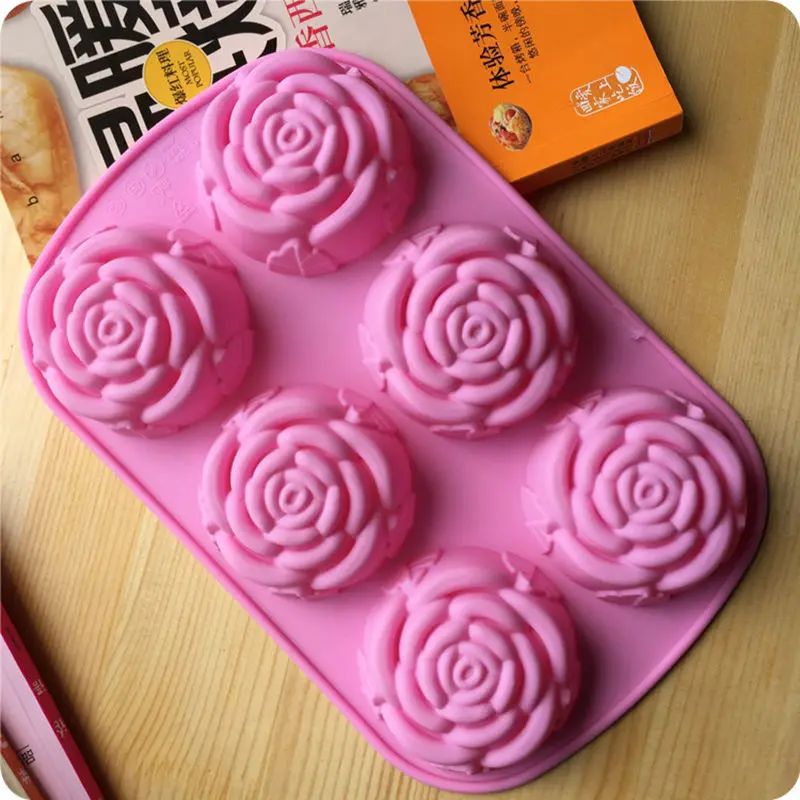 Силиконовые формы для торта 6-rose flower, формы для мороженого, шоколада, силиконовые формы для мыла, формы для выпечки 3D кексов, форма для выпечки, форма для торта