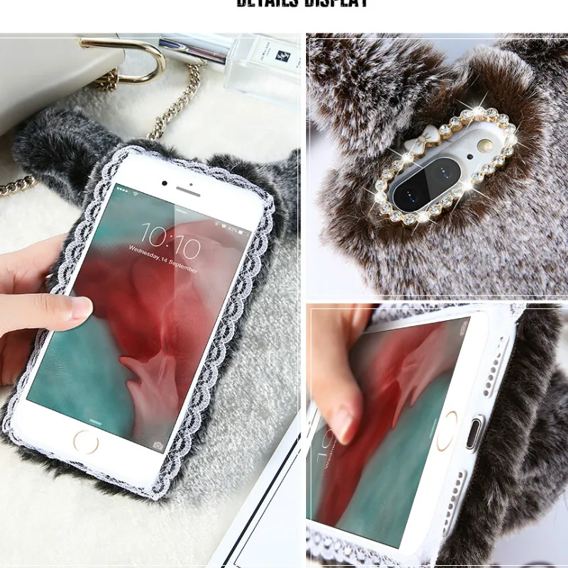 cute furry rabbit case for iPhone 6 7  Plus (5)