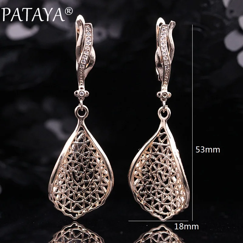 Женские серьги из циркония PATAYA модные длинные розового золота 585 пробы с