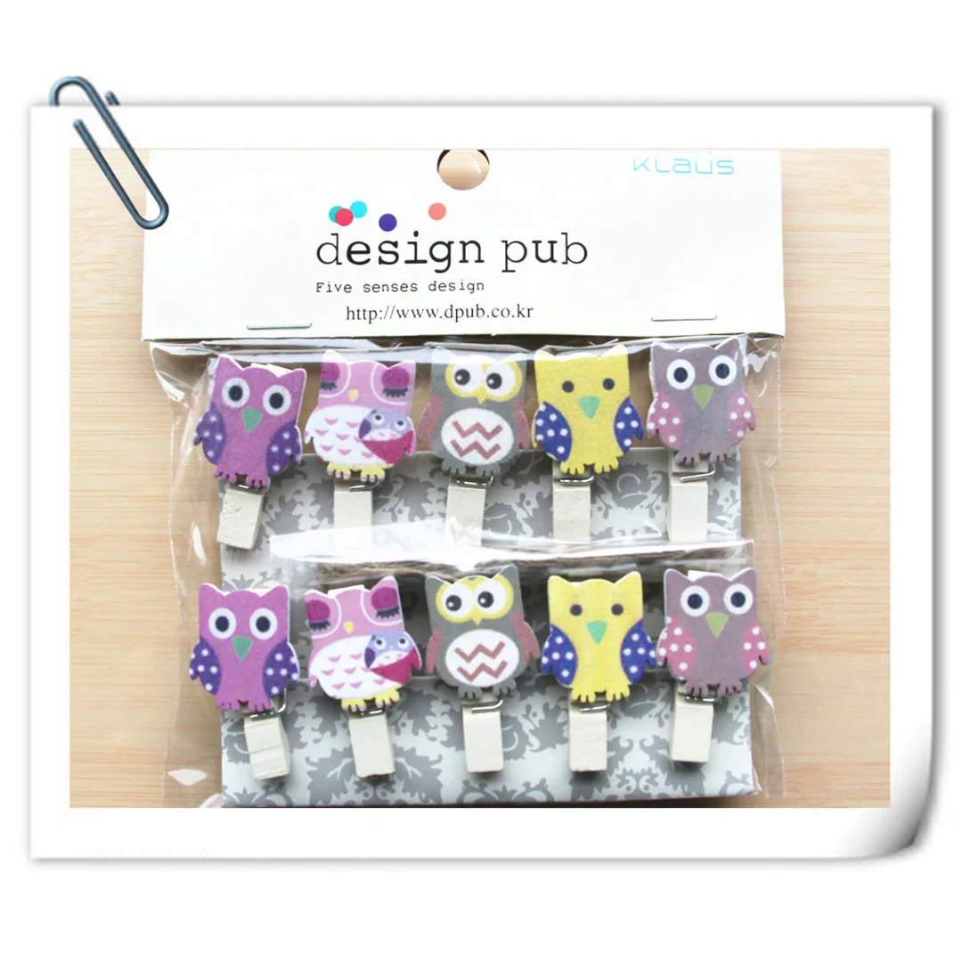 10 pcs/lot Mini Animated cartoon Wooden Clip Paper Craft diy Clips with Photo Hanging Spring Clip message card memo clip